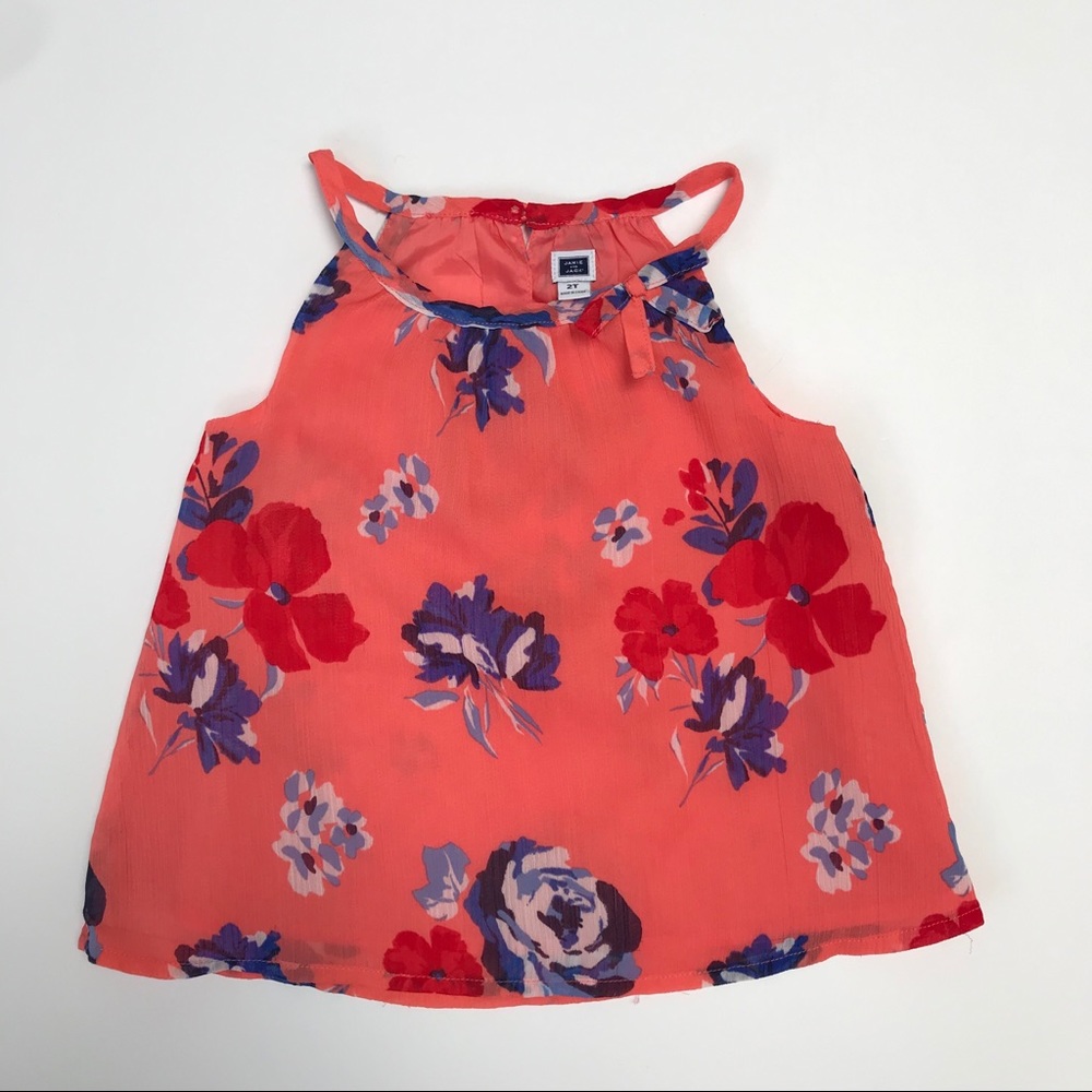 Janie and Jack coral floral top, size 2T